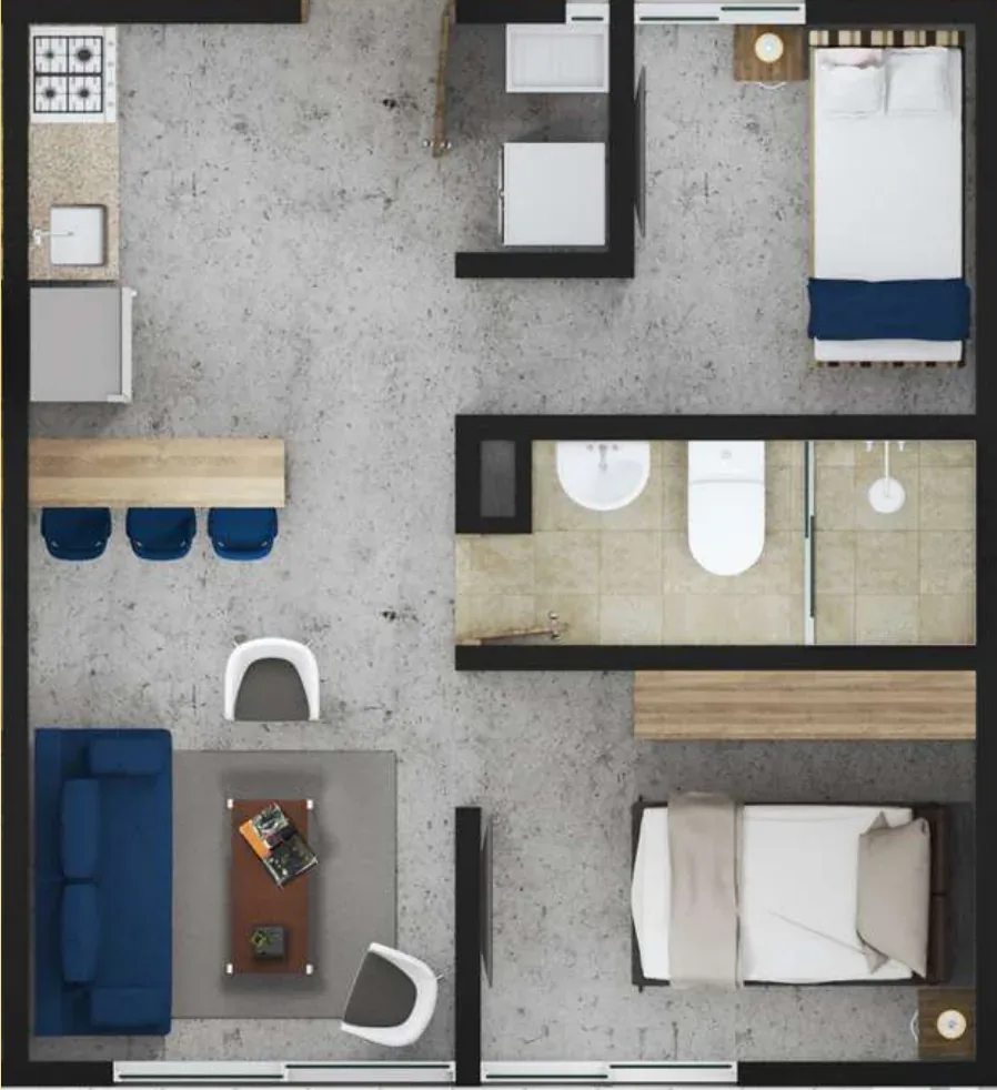 Plano Apartamento de 2 alcobas
